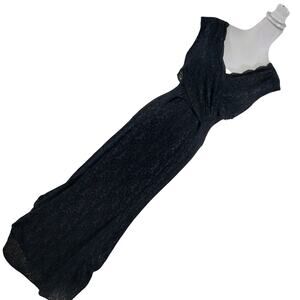 TAHARI! LUSCIOUS BLACK LACE OVER STRETCH SATIN CRISS-CROSS BODICE DRESS! SZ 14